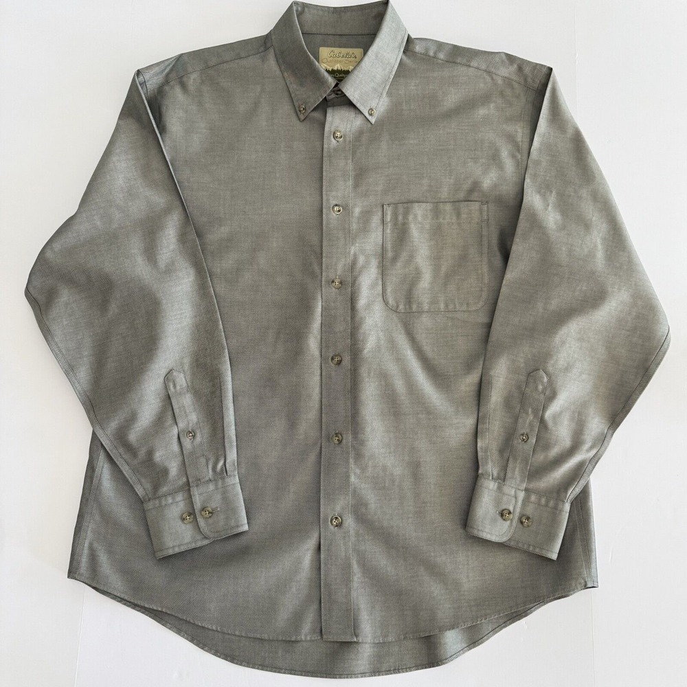 Cabela's Outfitter Series Mens Long Sleeve Button Down Shirt - Size L - Gray - Picture 3 of 8